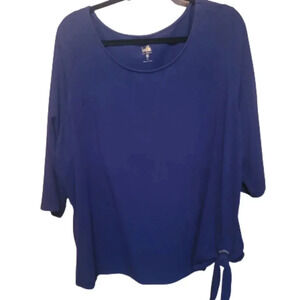 Belle by Kim Gravel Navy front- tie shirt. 3/4 sleeve